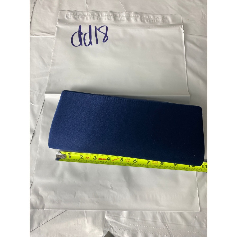 Navy Blue Satin Pleated Evening Clutch Bag Formal Wedding Prom Purse Small - Picture 2 of 5